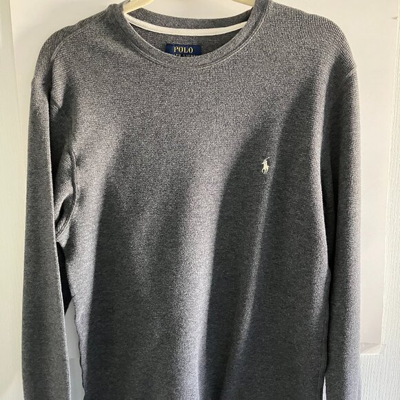 Polo Ralph Lauren Mens Shirt Men Large Gray Waffle Thermal Large. - Picture 1 of 11